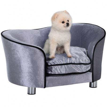 Hundsäng, Tvättbar Sittdyna Soffa Sammet Grå 69 x 49 x 38 cm