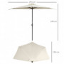Halvcirkelformat Parasoll med Handvev - Vit 293 x 150 x 249 cm
