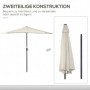 Halvcirkelformat Parasoll med Handvev - Vit 293 x 150 x 249 cm