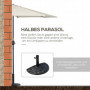 Halvcirkelformat Parasoll med Handvev - Vit 293 x 150 x 249 cm