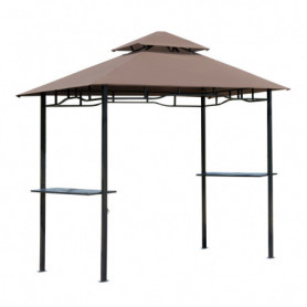 Grill Paviljong med Hyllor Flamskyddad Brun 245 x 148 x 252 cm