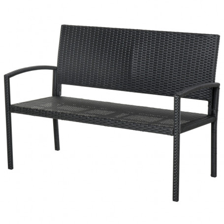 Trädgårdsbänk med Stålram för 2 Personer, Svart 122 x 60 x 87 cm