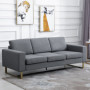 Soffa 3-sits 200 x 82 x 78 cm Mörkgrå Linne, Brons Ben