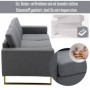 Soffa 3-sits 200 x 82 x 78 cm Mörkgrå Linne, Brons Ben