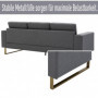 Soffa 3-sits 200 x 82 x 78 cm Mörkgrå Linne, Brons Ben