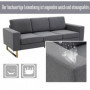 Soffa 3-sits 200 x 82 x 78 cm Mörkgrå Linne, Brons Ben