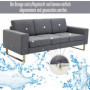 Soffa 3-sits 200 x 82 x 78 cm Mörkgrå Linne, Brons Ben