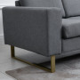 Soffa 3-sits 200 x 82 x 78 cm Mörkgrå Linne, Brons Ben
