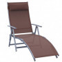 Justerbar Solstol med Kudde Metall och Tyg Brun 137 x 63,5 x 100,5 cm