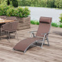 Justerbar Solstol med Kudde Metall och Tyg Brun 137 x 63,5 x 100,5 cm