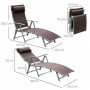 Justerbar Solstol med Kudde Metall och Tyg Brun 137 x 63,5 x 100,5 cm