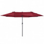 Double Parasol med Handvev Röd Oval 460 x 270 x 240 cm