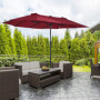 Double Parasol med Handvev Röd Oval 460 x 270 x 240 cm