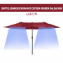 Double Parasol med Handvev Röd Oval 460 x 270 x 240 cm