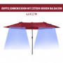 Double Parasol med Handvev Röd Oval 460 x 270 x 240 cm