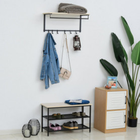 2-i-1 Klädhängare med Bänk och Skoställ