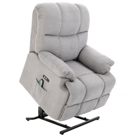 Relax Massagefåtölj med Ståhjälp Grå Linne