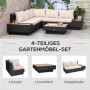 Lyxig ute Loungegrupp med Sidobord och Sittdyna Svart