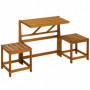 Trädgårdsbänk med Bord Teak 2-i-1 158 x 48 x 80 cm
