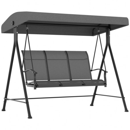 Hammock för 3 Personer med Solskydd Grå 195 x 118 x 170 cm