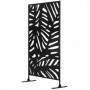 Skärmvägg 122 x 45 x 198 cm Svart Palmblad Design