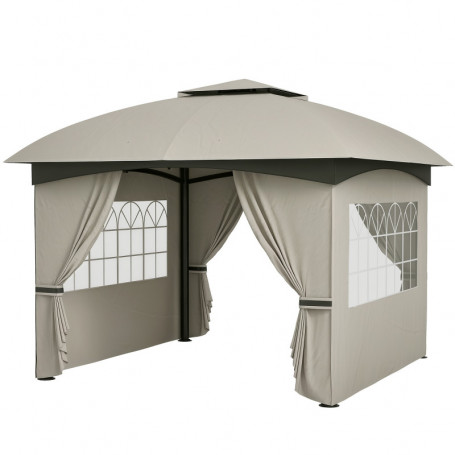 Paviljong 3,4 x 3,4 m med Ventilationstak Ljusgrå