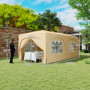 Pop-up Paviljong med sidoväggar 3 x 6 m Beige