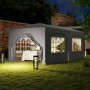 Pop-up Paviljong med sidoväggar 3 x 6 m Ljusgrå