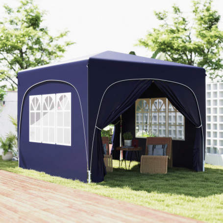 Pop-up Paviljong med Sidoväggar Justerbar i Höjdled Mörkblå