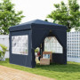 Popup Paviljong med sidoväggar och Bärväska 2,5 x 2,5 m Mörkblå