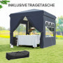 Popup Paviljong med sidoväggar och Bärväska 2,5 x 2,5 m Mörkblå