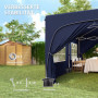 Pop-up Paviljong med Sidoväggar 3 x 6 m Mörkblå