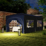 Pop-up Paviljong med Sidoväggar 3 x 6 m Mörkblå