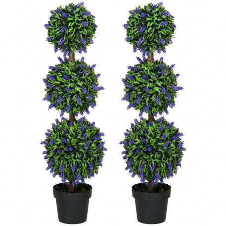 2-pack Konstväxt Lavendelträd i Cementkruka 110 cm UV-beständig