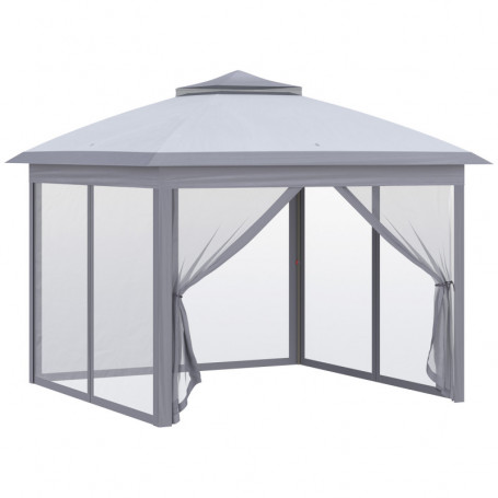 Hopfällbart Paviljong 330 x 330 x 288 cm Grå