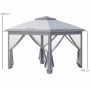 Hopfällbart Paviljong 330 x 330 x 288 cm Grå