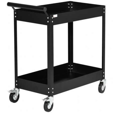 Verkstadsvagn 2 Nivåer Metall upp till 150 kg 84,5 x 38 x 84 cm, svart