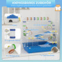 Hamsterbur 4-vånings med rör, tunnlar, hjul, ramper, Blå