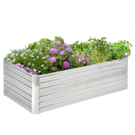 Metall Odlingslåda Silver 180 x 90 x 59 cm