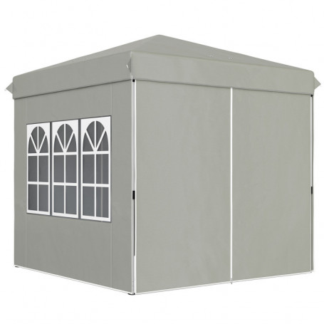 Popup Paviljong med sidoväggar och bärväska 2,5 x 2,5 m Ljusgrå