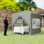 Popup Paviljong med sidoväggar och bärväska 2,5 x 2,5 m Ljusgrå