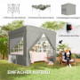 Popup Paviljong med sidoväggar och bärväska 2,5 x 2,5 m Ljusgrå