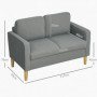 2-sits Soffa Manchester Ljusgrå med Förvaring och Träben 117 x 63 x 79 cm