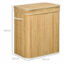Bambu Tvättkorg 90 L 2 Sektioner 54,2 x 35,2 x 59,5 cm