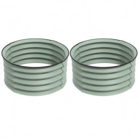 2-Pack Odlingslåda Metall Rund Ø60 x 30 cm Grön