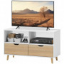 Tv Bänk med Skåp och Öppna Hyllor 99 x 39 x 58 cm Vit / Ek