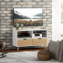 Tv Bänk med Skåp och Öppna Hyllor 99 x 39 x 58 cm Vit / Ek