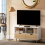 Tv Bänk med Skåp och Öppna Hyllor 99 x 39 x 58 cm Vit / Ek
