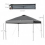 Paviljong 3 x 3 m - Pop-up Partytält med Väska Mörkgrå