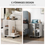 Sidobord C-format med Hjul 45 x 35 x 58 cm, vit